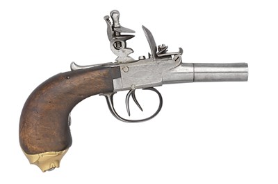 Lot 469 - **A 120 BORE D.B. FLEMISH FLINTLOCK POCKET PISTOL IN THE ENGLISH TASTE