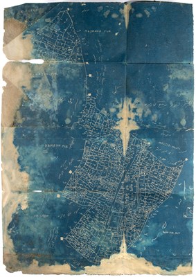 Lot 222 - A FRAGMENTARY BLUEPRINT PLAN OF PART OF SOUTH DELHI, EARLY 20TH CENTURY