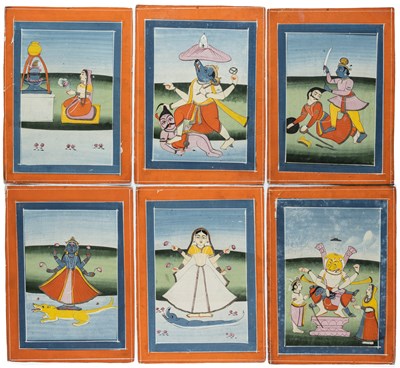 Lot 191 - SIX PAINTINGS OF HINDU DEITIES, JAIPUR, RAJASTHAN, INDIA, 19TH CENTURY