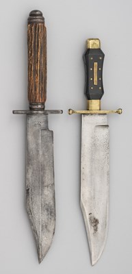 Lot 732 - A LARGE BOWIE KNIFE, ROBINSON, SHEFFIELD, AND ANOTHER, SHEFFIELD WORKS PHILADELPHIA, SECOND HALF OF THE 20TH CENTURY