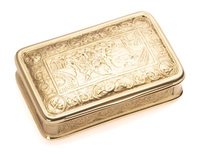 Lot 214 - A GOLD SNUFF BOX, PROBABLY GERMAN, MID 19TH CENTURY