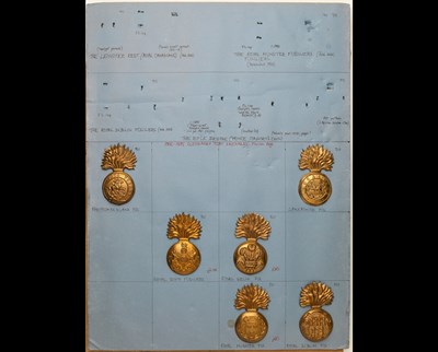 Lot 140 - Fusiliers' Pre-1895 Flat Grenade Glengarry Badges.