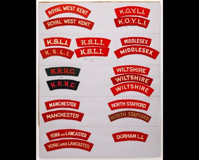 Lot 151 - Cloth Shoulder Titles of Infantry Regiments.