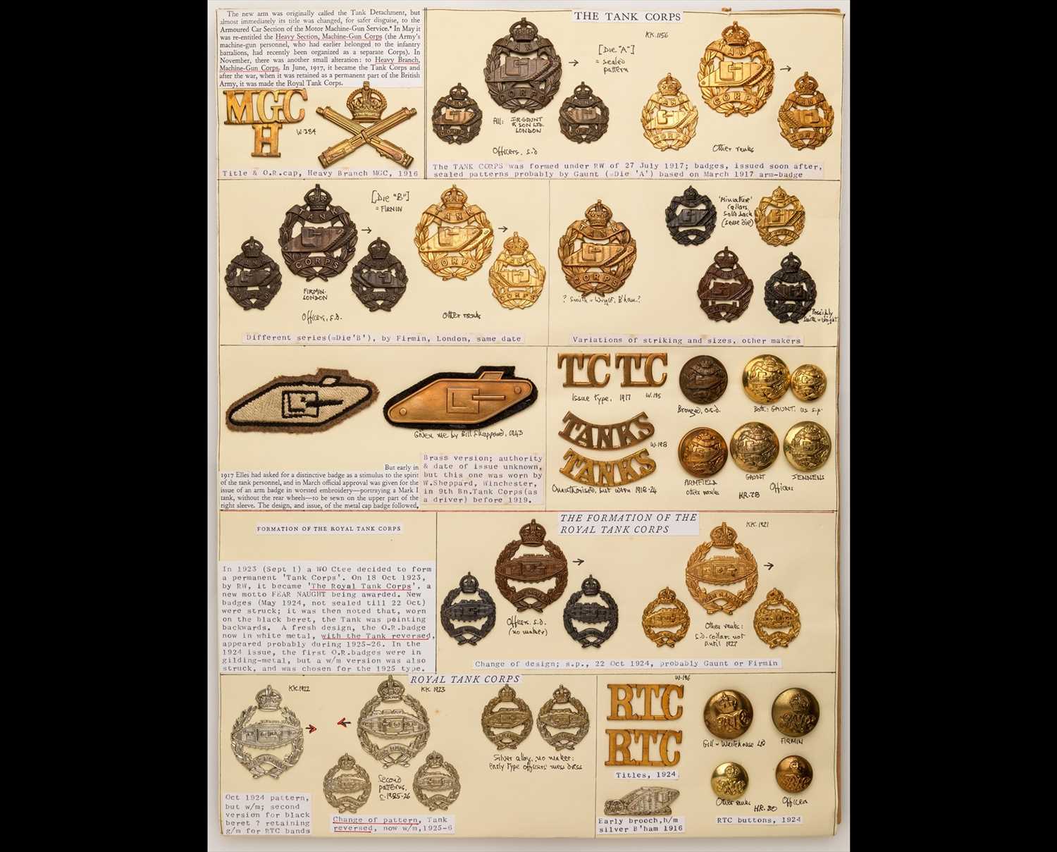 Lot 193 - Insignia of the Royal Tank Corps