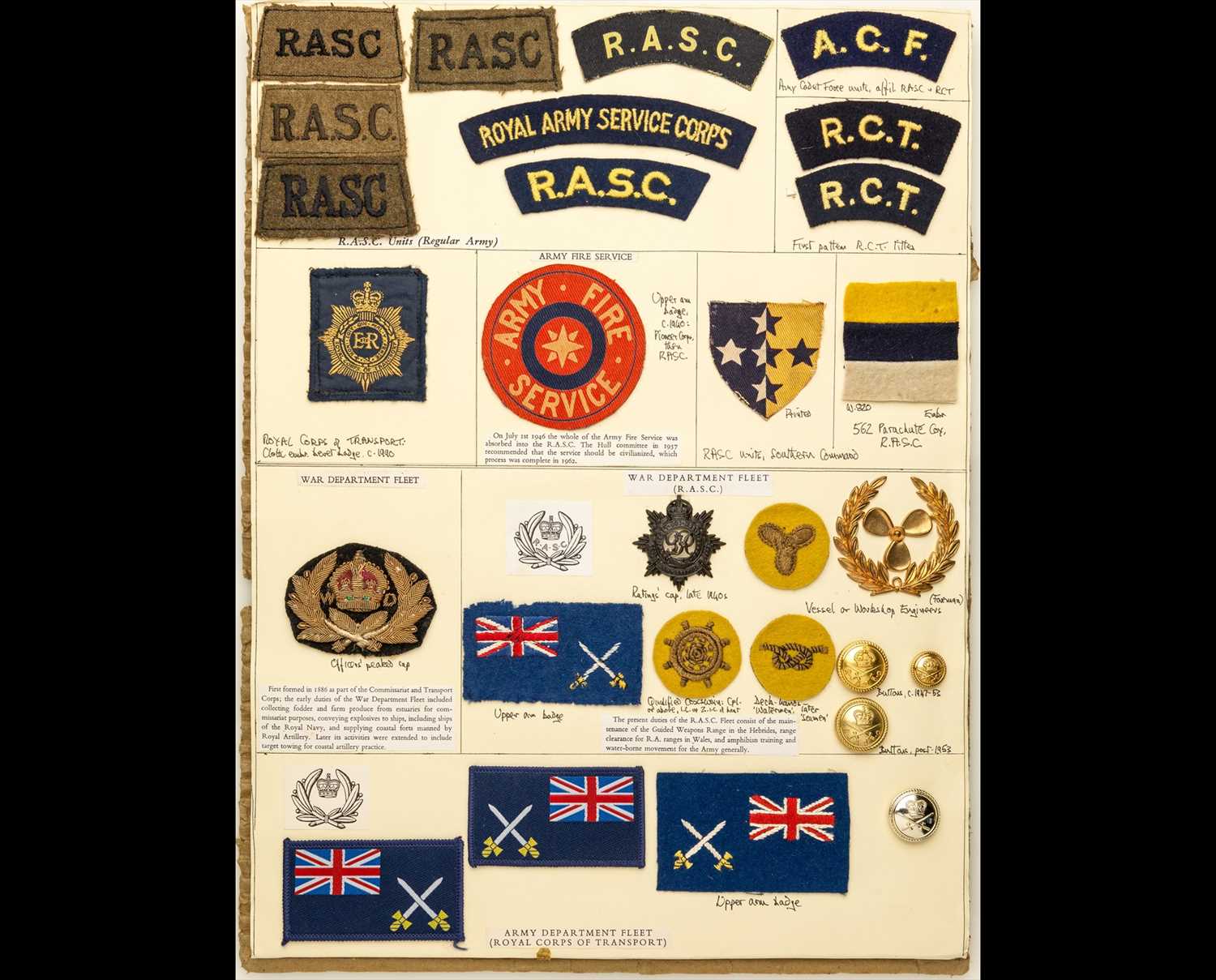 Ww2 Rasc Markings Lot 213 - RASC, RCT and War Department Fleet Insignia