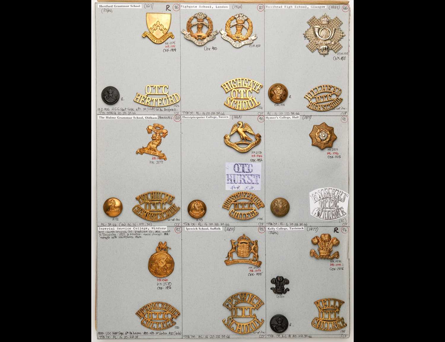Lot 258 - School OTC Badges