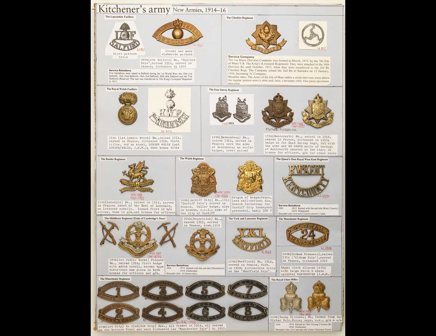 Regular Infantry Sign Lot 280 - WW1 Service Battalions of Regular Infantry