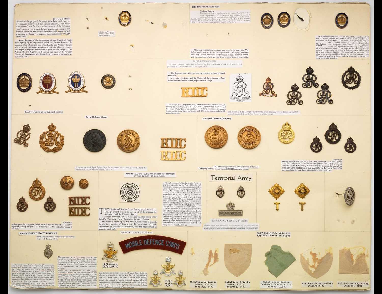 Lot 283 - Insignia of Reserve Organisations of WW1 and later