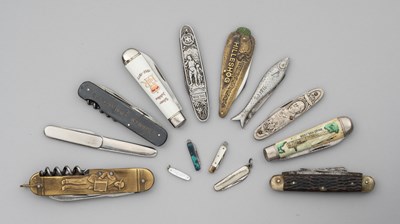 Lot 572 - A QUEEN VICTORIA DIAMOND JUBILEE PENKNIFE; TWO GEORGE V AND QUEEN MARY CORONATION PENKNIVES; AND APPROXIMATELY SIXTY FOUR SMALL NOVELTY AND TOURIST PENKNIVES, 20TH CENTURY