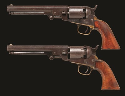 Lot 353 - **TWO .36 CALIBRE U.S. MANHATTAN FIREARMS COMPANY SERIES III FIVE-SHOT PERCUSSION REVOLVERS