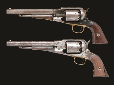 Lot 354 - **TWO .44 CALIBRE U.S. REMINGTON NEW MODEL ARMY SIX SHOT PERCUSSION REVOLVERS