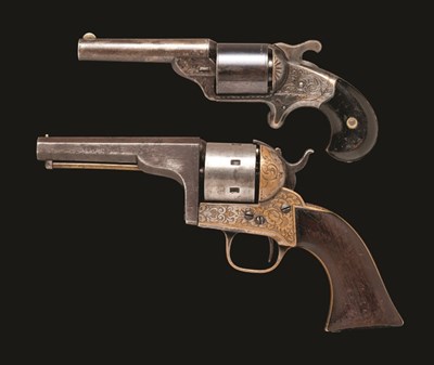 Lot 360 - **A .32 CALIBRE U.S. MOORE'S PATENT FIREARMS COMPANY FRONT LOADING SIX SHOT TEAT FIRE REVOLVER