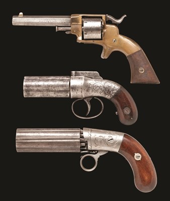 Lot 362 - **A .32 CALIBRE U.S. ALLEN SIDEHAMMER THIRD MODEL SIX-SHOT RIMFIRE REVOLVER