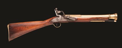 Lot 375 - A FLINTLOCK BLUNDERBUSS BY J. GRAY