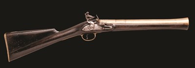 Lot 376 - A FLINTLOCK BLUNDERBUSS WITH EARLIER BARREL BY TAYLOR