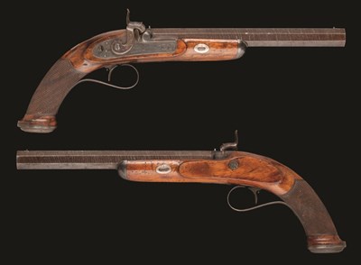 Lot 388 - A PAIR OF 40 BORE PERCUSSION TARGET PISTOLS BY MUSGROVE