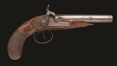 Lot 391 - **A 40 BORE IRISH D.B. PERCUSSION TRAVELLING PISTOL BY MCDERMOT