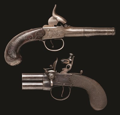 Lot 394 - **A 54 BORE SILVER-MOUNTED PERCUSSION TURN-OFF PISTOL BY KETLAND