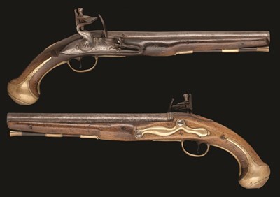 Lot 403 - A PAIR OF .700 CALIBRE IRISH FLINTLOCK YEOMANRY PISTOLS BY POWELL