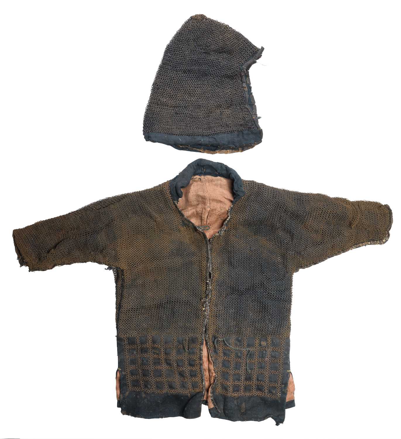 Lot 36 - A JAPANESE MAIL SHIRT AND HELMET