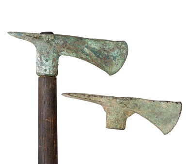 Lot 54 - â€¡ TWO NORTH-WEST PERSIAN BRONZE AXE HEADS