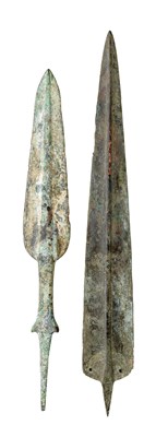 Lot 57 - â€¡ TWO NORTH-WEST PERSIAN BRONZE SPEARHEADS
