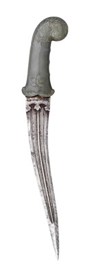 Lot 80 - AN INDIAN JADE-HILTED DAGGER (KHANJAR)
