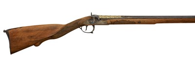 Lot 105 - AN UNUSUAL .550 CALIBRE FRENCH PERCUSSION RIFLE WITH TURKISH BARREL