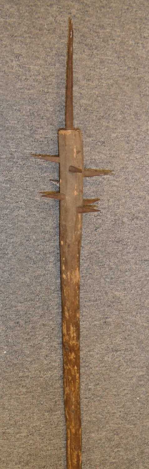 Lot 150 - A SPIKED PEASANT FLAIL, PERHAPS GERMAN 18TH CENTURY