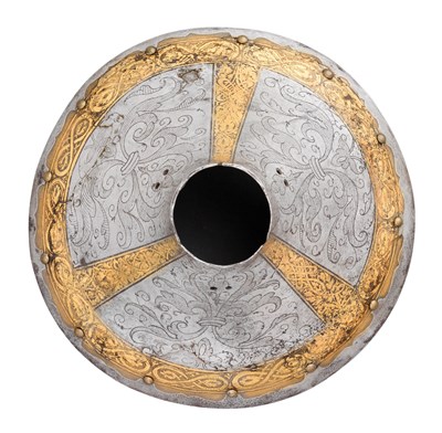 Lot 220 - â€¡ A VAMPLATE WITH ETCHED AND GILT DECORATION