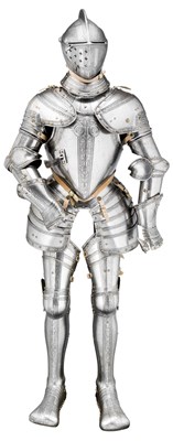 Lot 262 - A COMPOSITE NORTH ITALIAN CAP-A-PIE FIELD ARMOUR WITH ETCHED DECORATION, LATE 16TH CENTURY