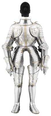 Lot 265 - â€¡ A COMPOSITE SOUTH GERMAN CAP-A-PIE ARMOUR FOR TOURNEY USE WITH LATER EMBOSSED
