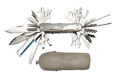 Lot 314 - A SWISS EXHIBITION MULTI-BLADE FOLDING KNIFE BY SCHODER