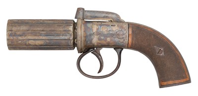 Lot 339 - A 140 BORE SIX-SHOT PERCUSSION PEPPERBOX REVOLVER