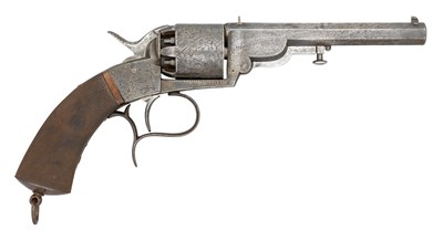 Lot 342 - A .46 CALIBRE FRENCH SIX-SHOT PERCUSSION REVOLVER BY HOULLIER BLANCHARD