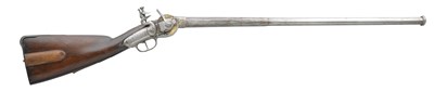 Lot 345 - **A RARE 25 BORE ENGLISH FLINTLOCK BREECH-LOADING REPEATING MAGAZINE GUN ON THE LORENZONI PRINCIPLE