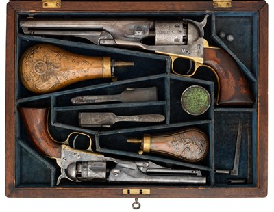 Lot 351 - A RARE CASED .36 CALIBRE COLT MODEL 1861 NAVY REVOLVER