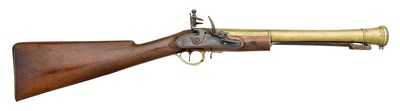 Lot 361 - A FLINTLOCK BLUNDERBUSS BY PRUDDEN
