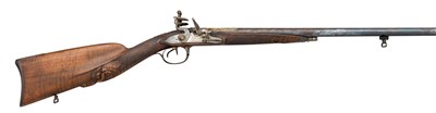 Lot 367 - A 20 BORE FRENCH D.B. FLINTLOCK SPORTING GUN BY PERON RIEDER A ST. OMER
