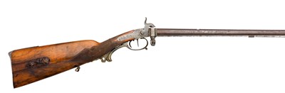 Lot 371 - AN UNUSUAL 6.5MM CALIBRE GERMAN PELLET LOCK RIFLE BY F. SCHÃœLER IN SUHL