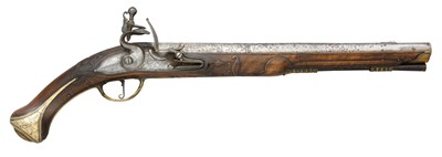 Lot 382 - AN 18 BORE AUSTRIAN FLINTLOCK HOLSTER PISTOL BY GEORG KEISER