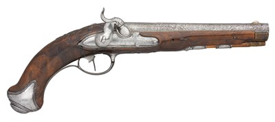 Lot 384 - A .550 CALIBRE GERMAN PERCUSSION RIFLED OFFICER'S PISTOL