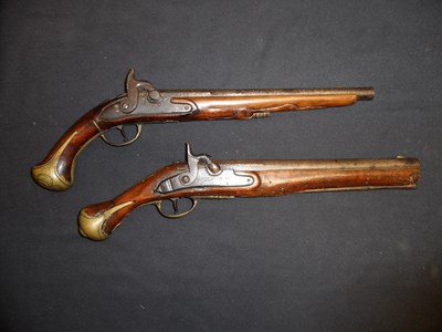 Lot 385 - A 12 BORE COMPOSITE GERMAN PISTOL AND A 16 BORE SOUTH GERMAN PERCUSSION PISTOL