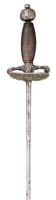 Lot 398 - A NORTH EUROPEAN SMALL-SWORD WITH FINELY CHISELLED IRON HILT