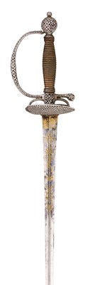 Lot 400 - A SMALL-SWORD WITH CHISELLED IRON HILT