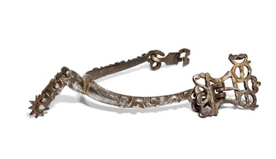 Lot 424 - A EUROPEAN ROWEL SPUR FOR THE LEFT FOOT