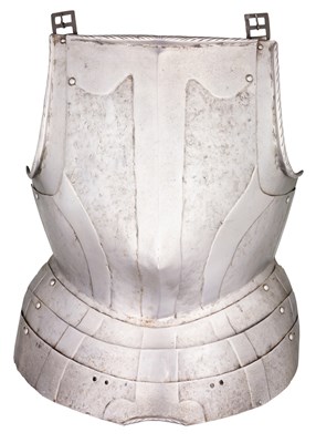 Lot 472 - A GERMAN BREASTPLATE WITH EMBOSSED DECORATION IN THE 'BLACK AND WHITE' FASHION