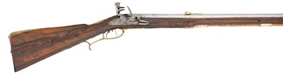Lot 494 - A 20 BORE BAVARIAN FLINTLOCK RIFLED SPORTING CARBINE BY IOH AND KUCHENREUTER AN REGENSPURG