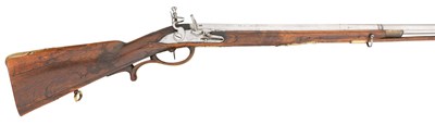 Lot 496 - A RARE 16 BORE SOUTH GERMAN FLINTLOCK SPORTING GUN WITH 'CLOVER-LEAF' BORE