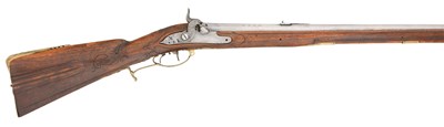 Lot 499 - A 25 BORE SOUTH GERMAN PERCUSSION SPORTING RIFLED CARBINE BY ANDREAS WISER LK